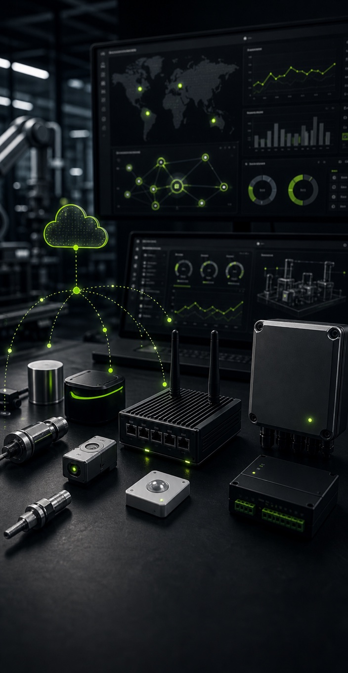 IoT device lab with sensors gateways and telemetry dashboards