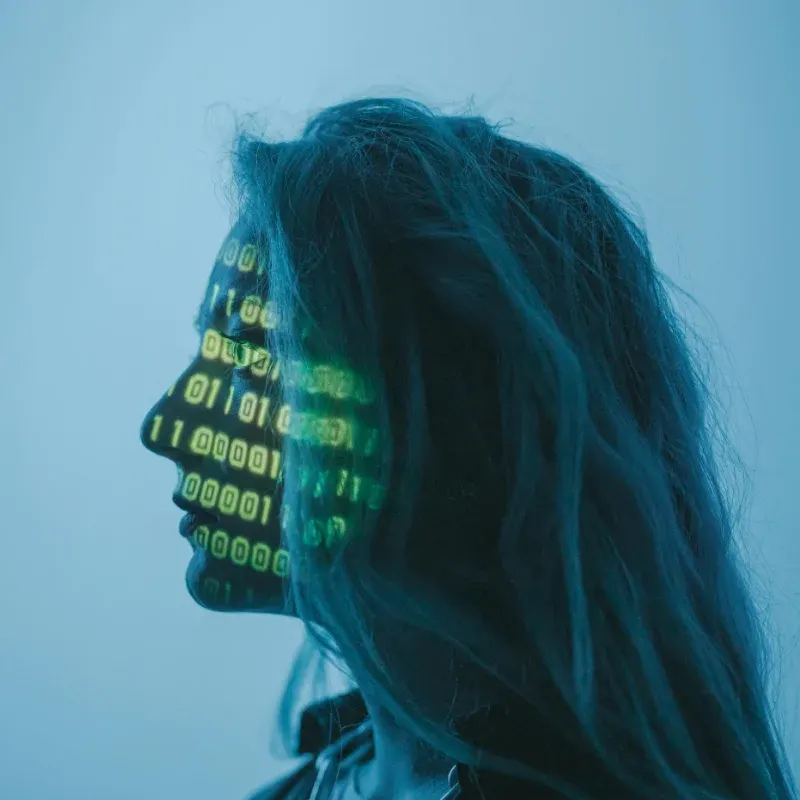 Software engineer working with projected binary code